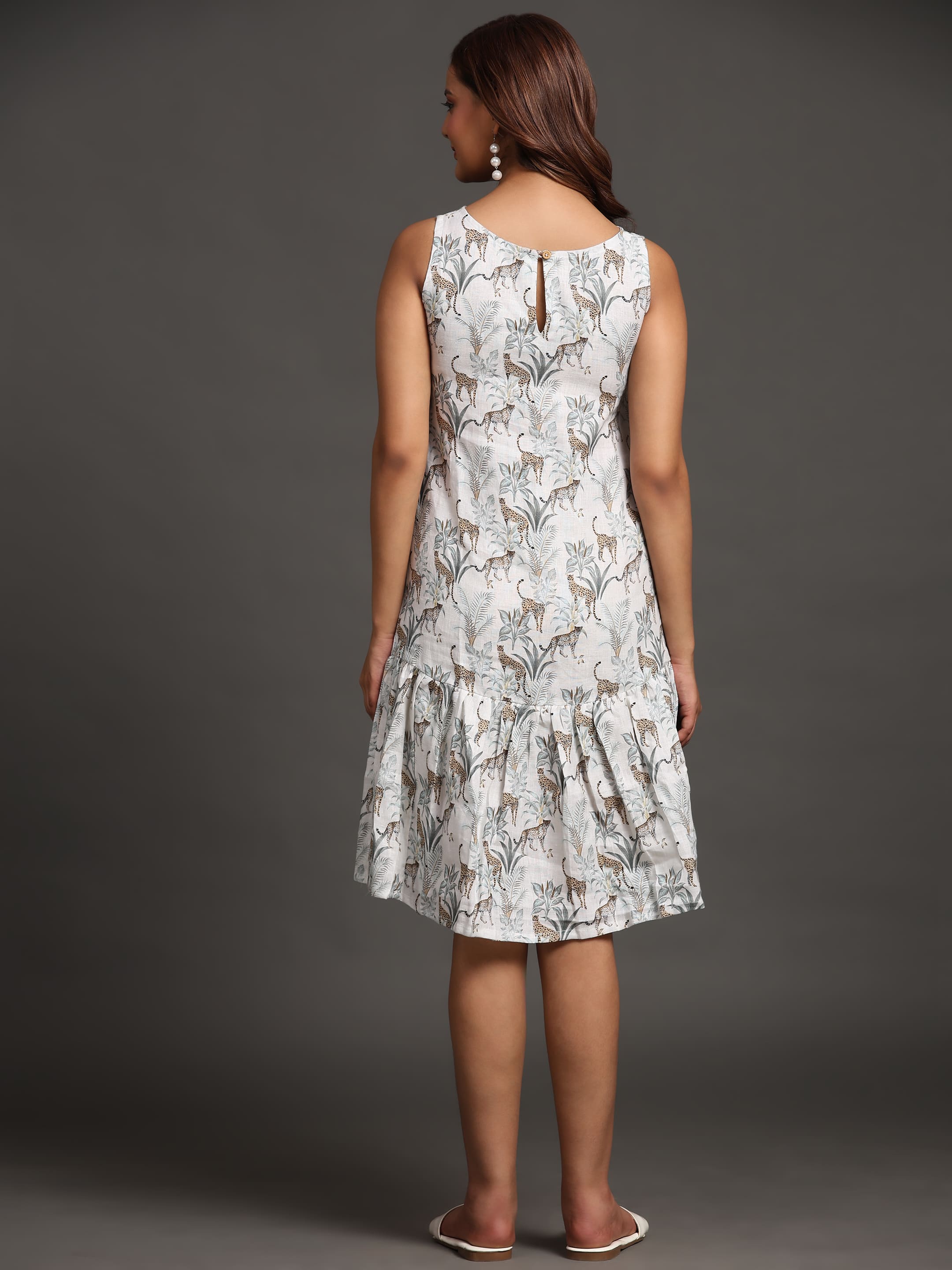 White Leopard Printed Dress