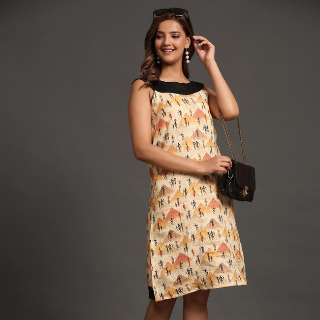 Tribe and Pyramid Print Pure Linen Dress