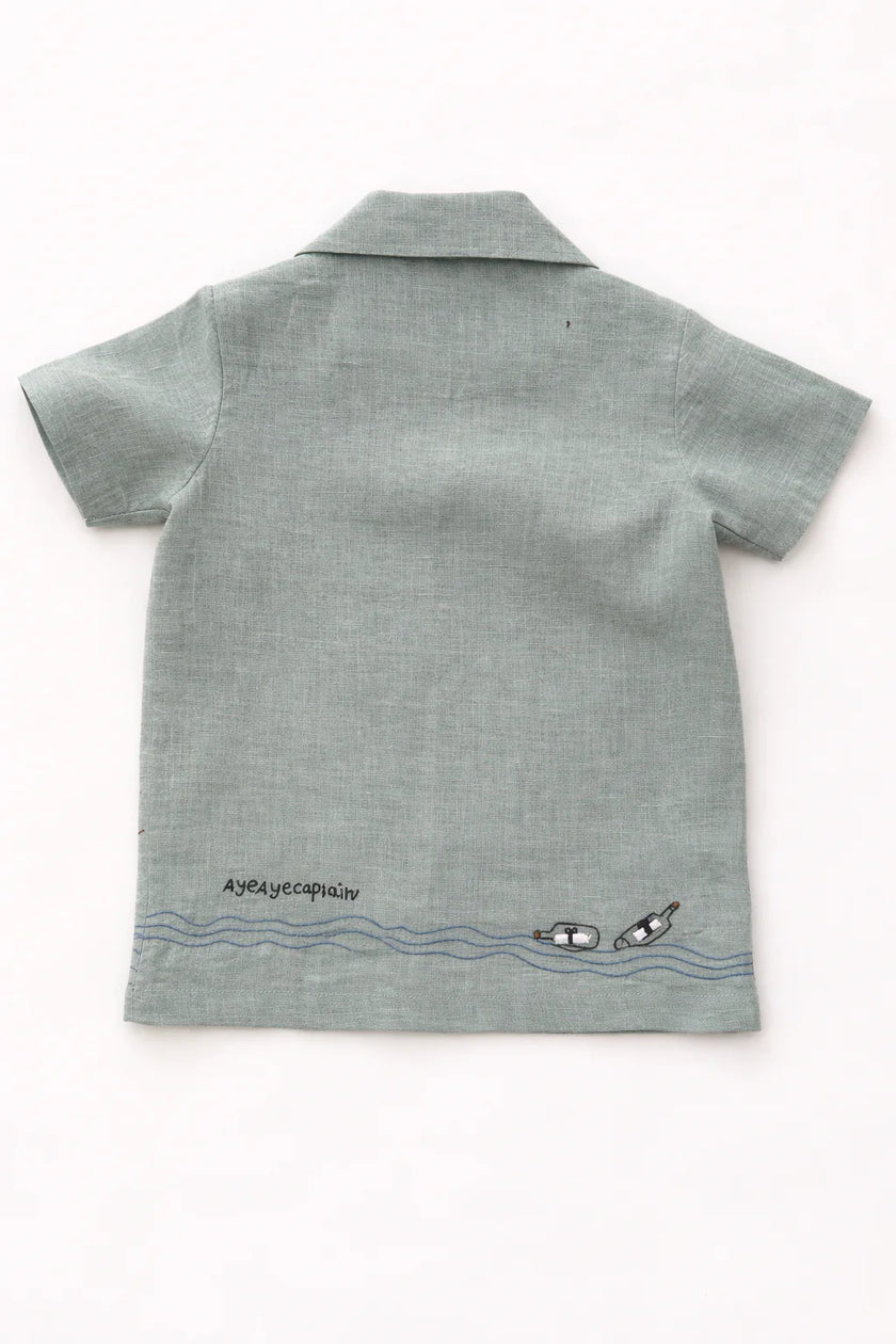 Captain & Crew Handwork Solid Pure Linen Coord Set