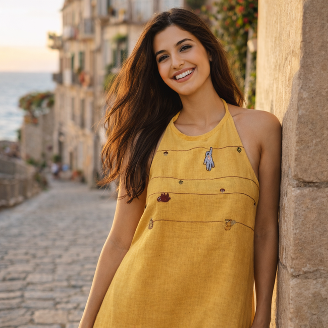 Hanging Monkey's Pure Linen Dress