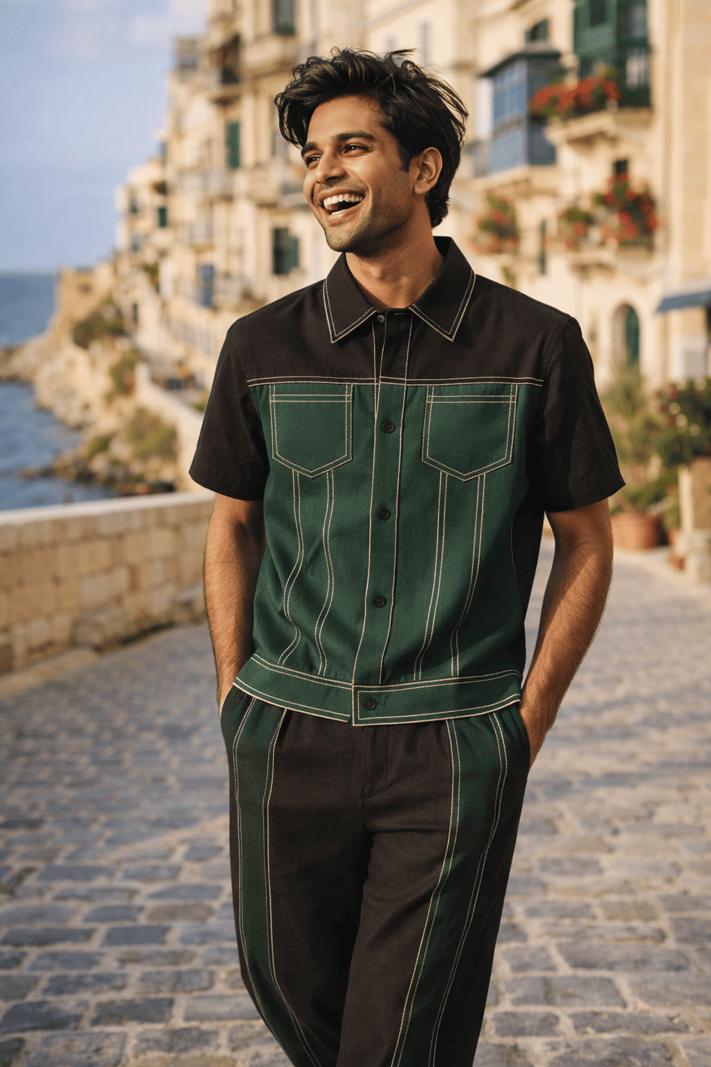 The Emerald Shadow Premium Linen Coord Set