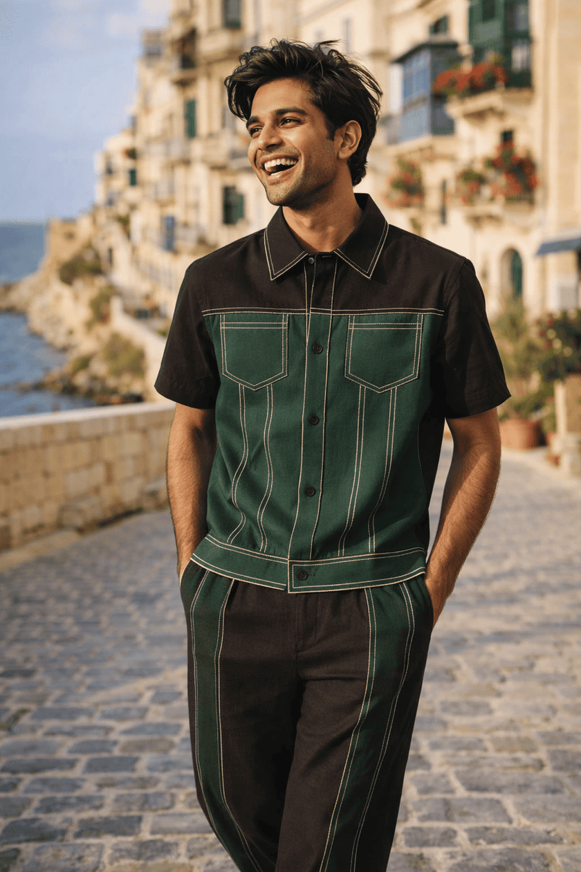 The Emerald Shadow Premium Linen Coord Set