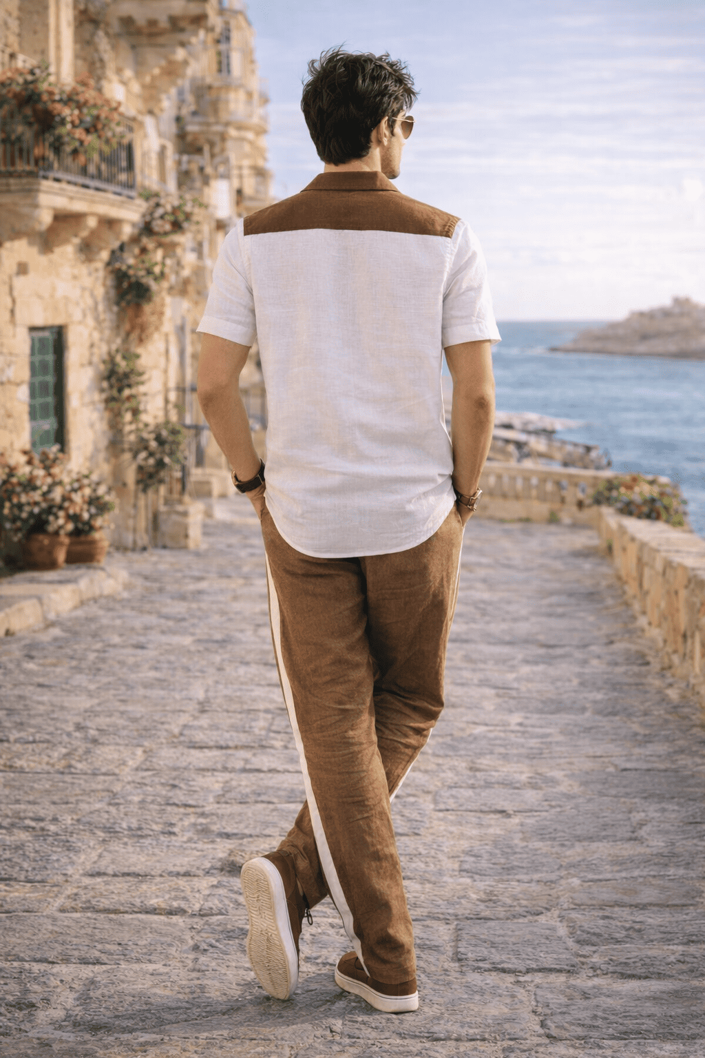 طقم الكورد الكتان الصافي 