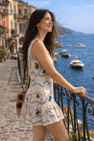 Griffin's Universe Print Premium Linen Dress