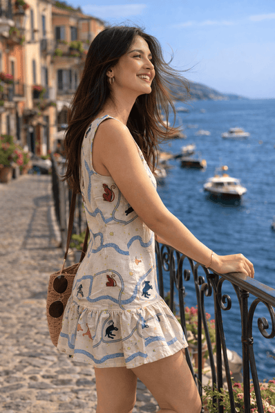 Griffin's Universe Print Premium Linen Dress