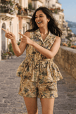 Wildlife Tour Print Premium Linen Top & Short