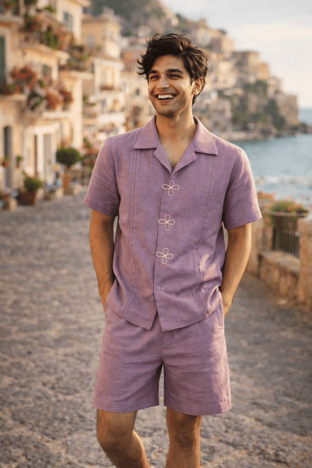 The Lilac Posy Handwork Pure Linen Coord Set