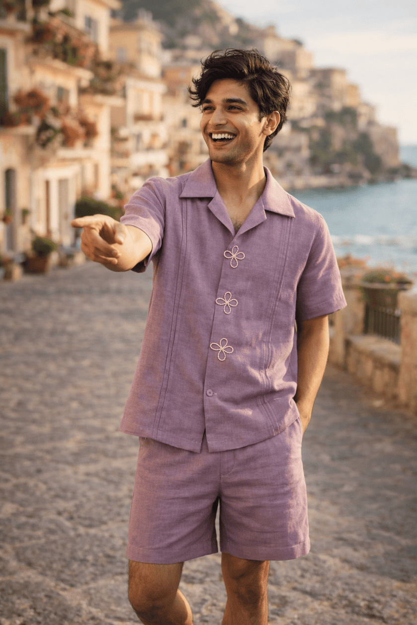 The Lilac Posy Handwork Pure Linen Coord Set