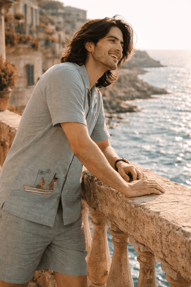 Captain & Crew Handwork Solid Pure Linen Coord Set