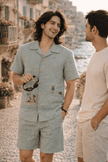 Captain & Crew Handwork Solid Pure Linen Coord Set
