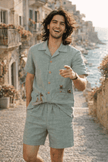 Captain & Crew Handwork Solid Pure Linen Coord Set