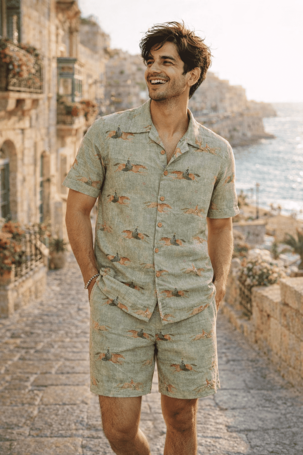 Mare & Stallion Print Premium Linen Coord Set