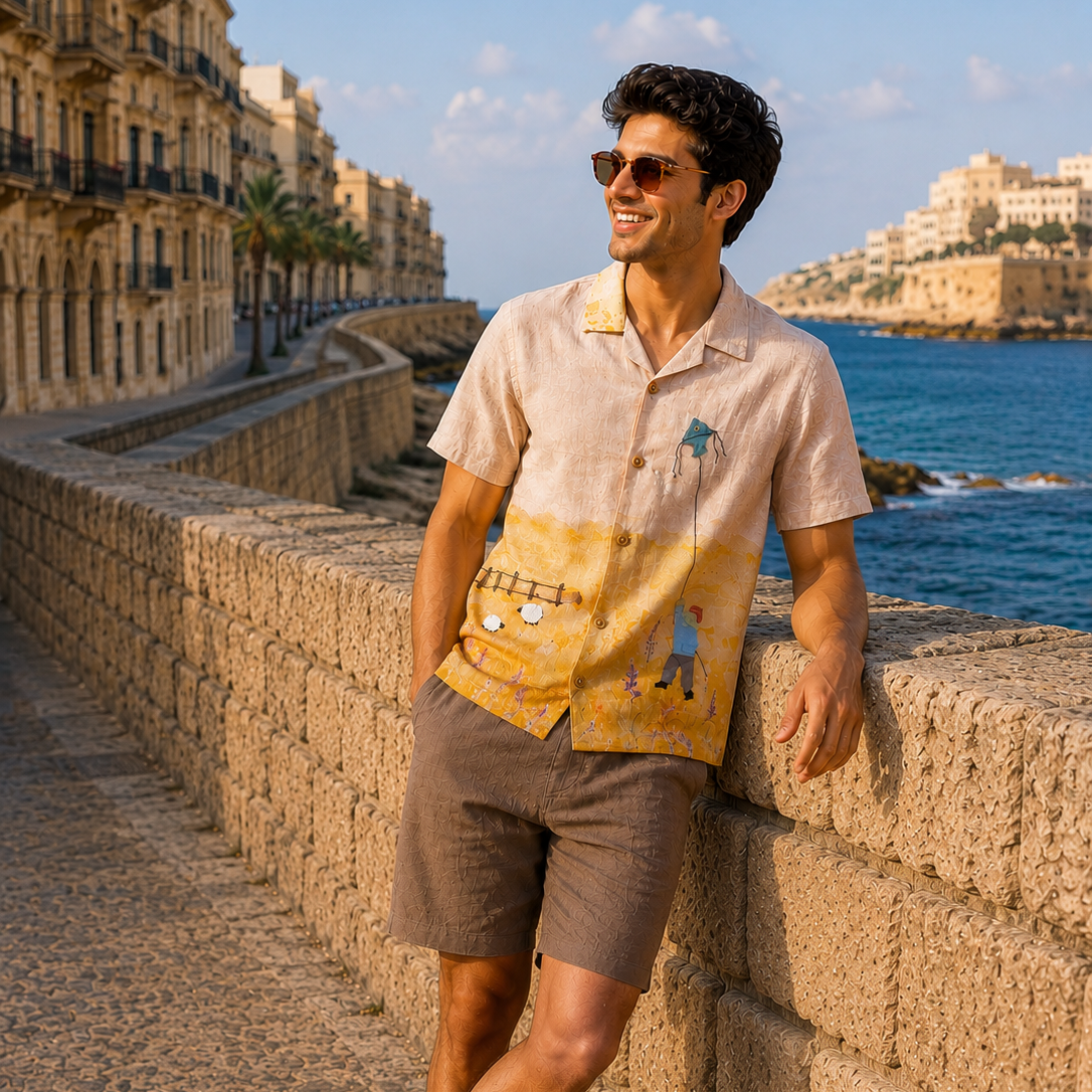 Golden Grasslands Pure Linen Handworked Co-ord Sets