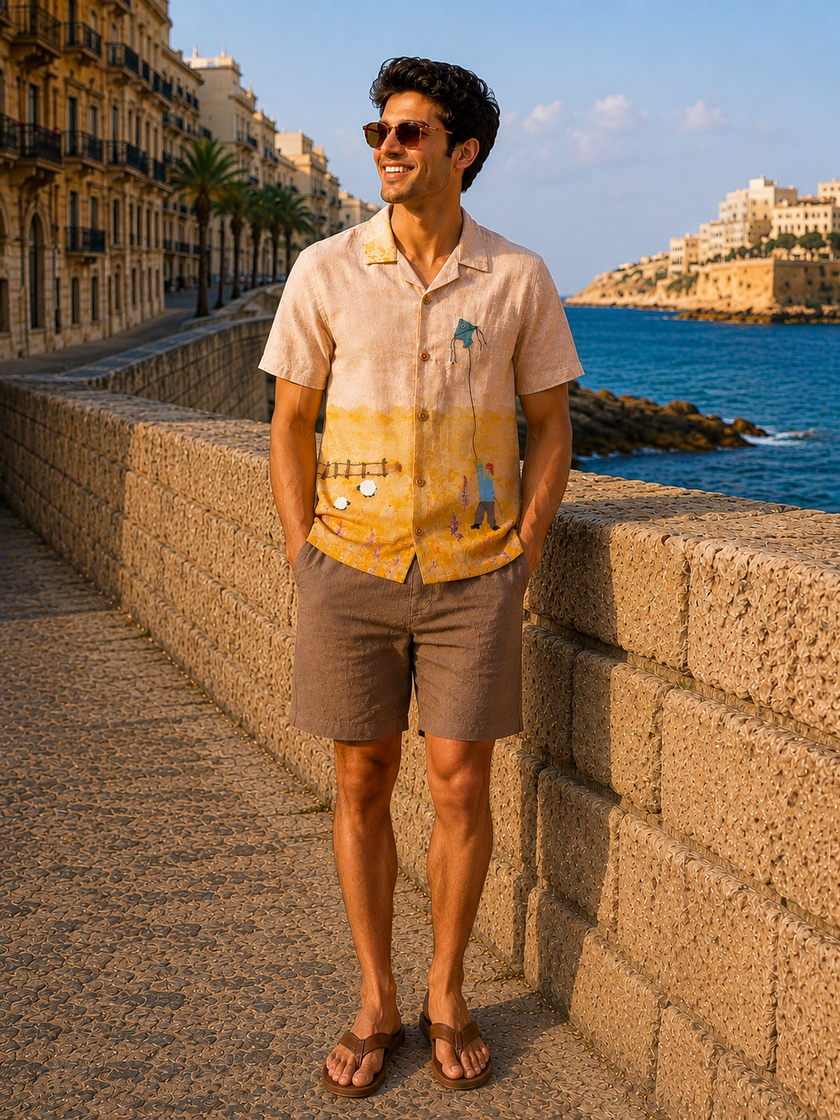 Golden Grasslands Pure Linen Handworked Co-ord Sets