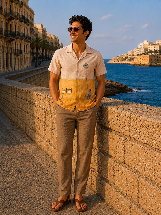 Golden Grasslands Pure Linen Handworked Co-ord Sets