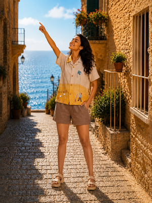 Golden Grassland Pure Linen Handworked Co-ord Sets