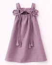 Dove Grey Blossom Frock Solid Premium Linen Dress