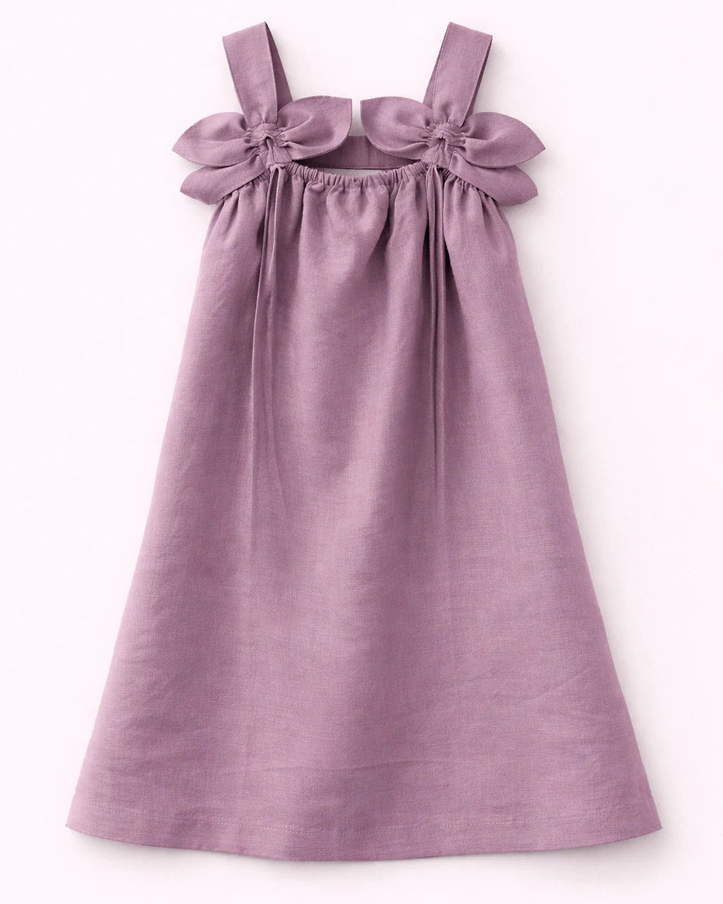 Dove Grey Blossom Frock Solid Premium Linen Dress