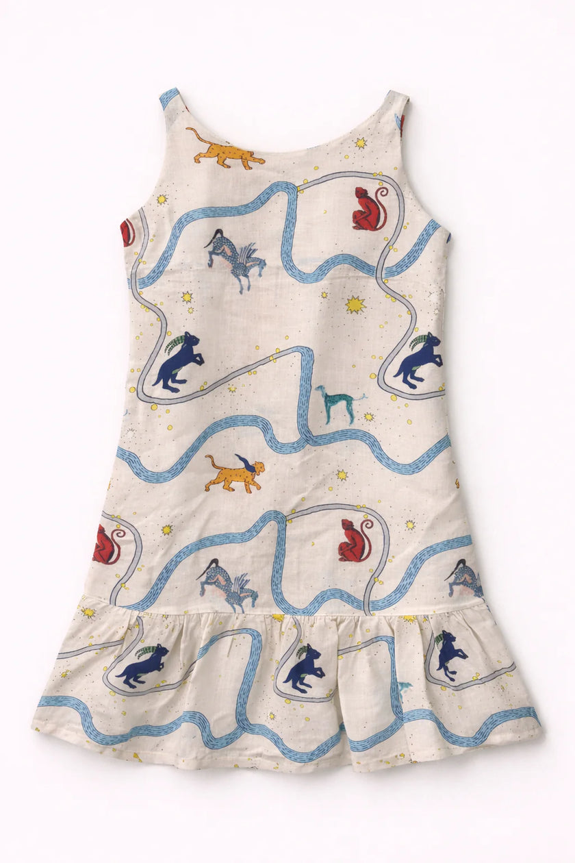Griffin's Universe Print Premium Linen Dress