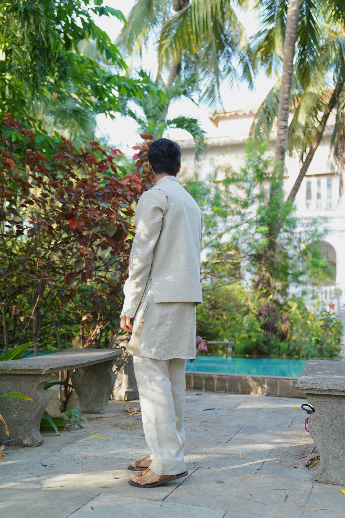 The Aristocrate Pure Linen Koti Kurta Pajama Set