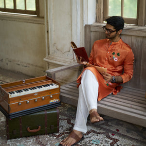 Wild Bloom Pure Silk Hand Embroidered Kurta Pajama Set