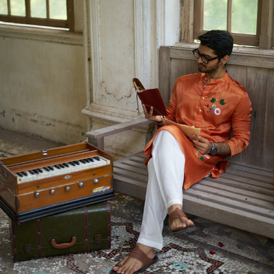 Wild Bloom Pure Silk Hand Embroidered Kurta Pajama Set