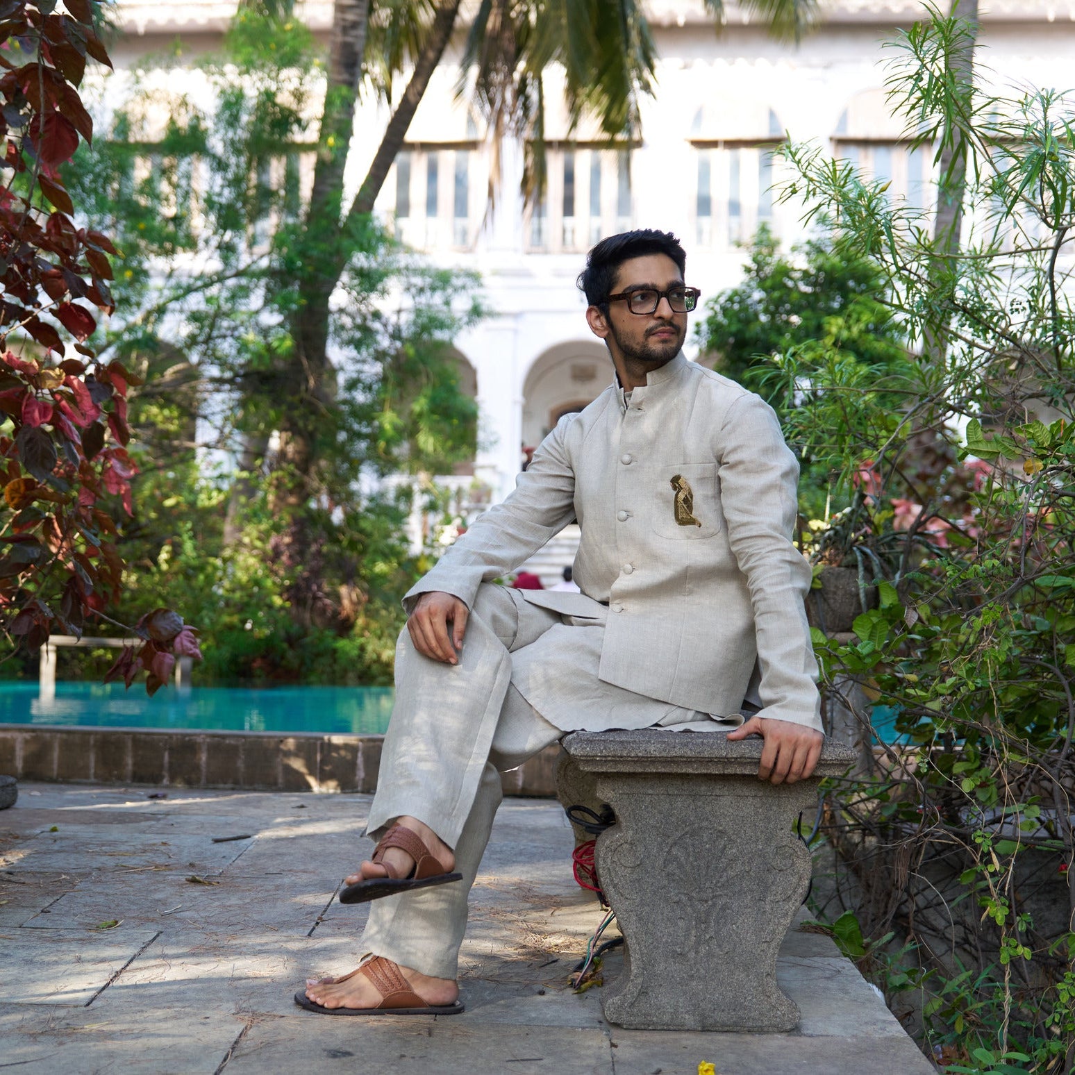 The Aristocrate Pure Linen Koti Kurta Pajama Set