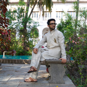 The Aristocrate Pure Linen Koti Kurta Pajama Set