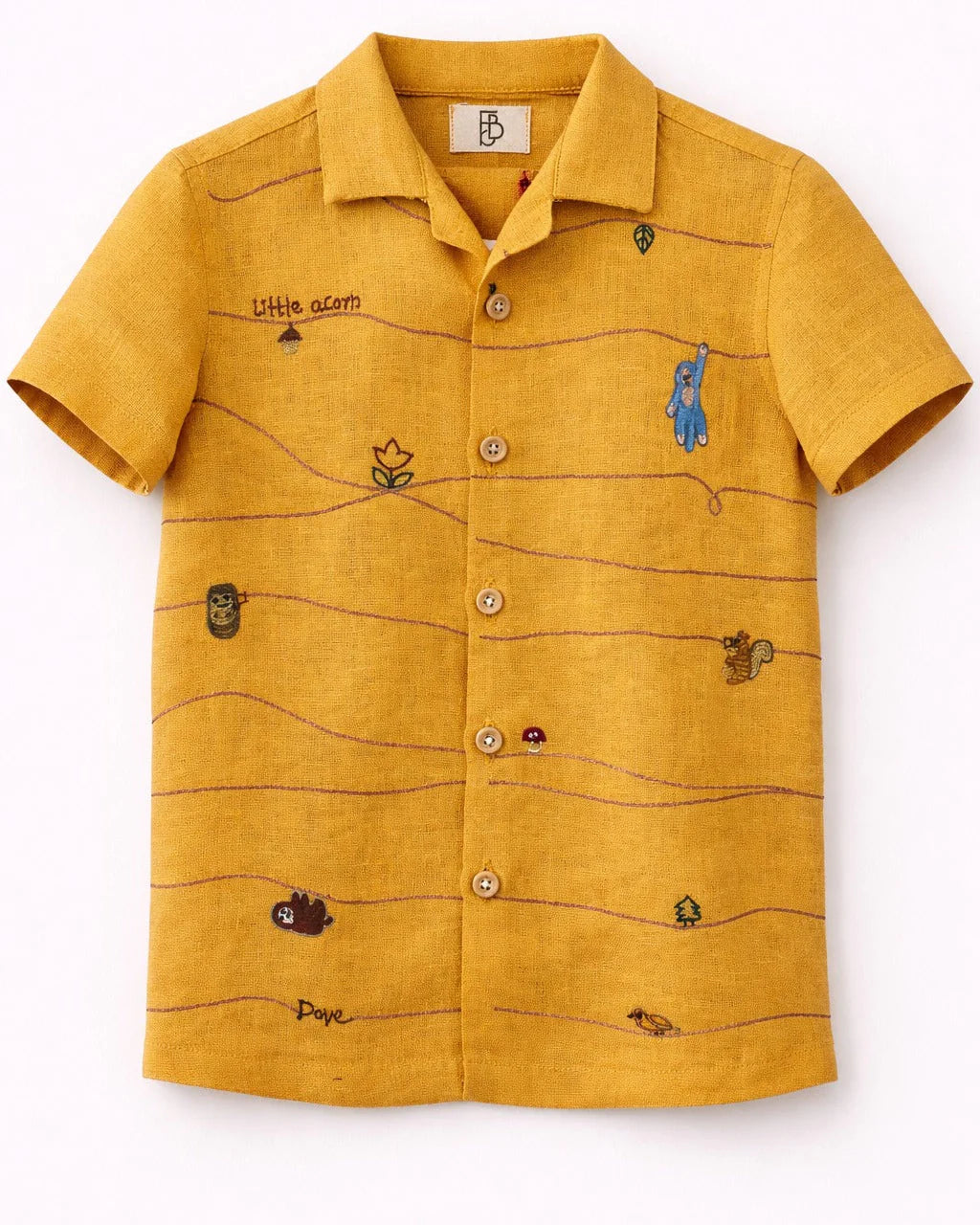 Mustard Twig Handwork Solid Pure Linen Coord Set